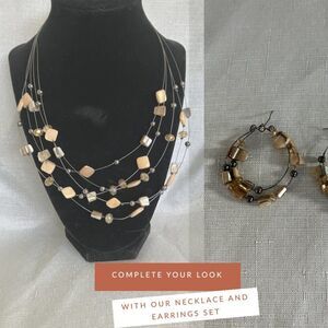 5 Strand "Invisible" Wire and Beads Necklace & Earrings